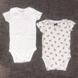 Carters Baby Girl Onsie Bodysuits Monkeys and Red Polka Dots 2 Piece 3-6 Months